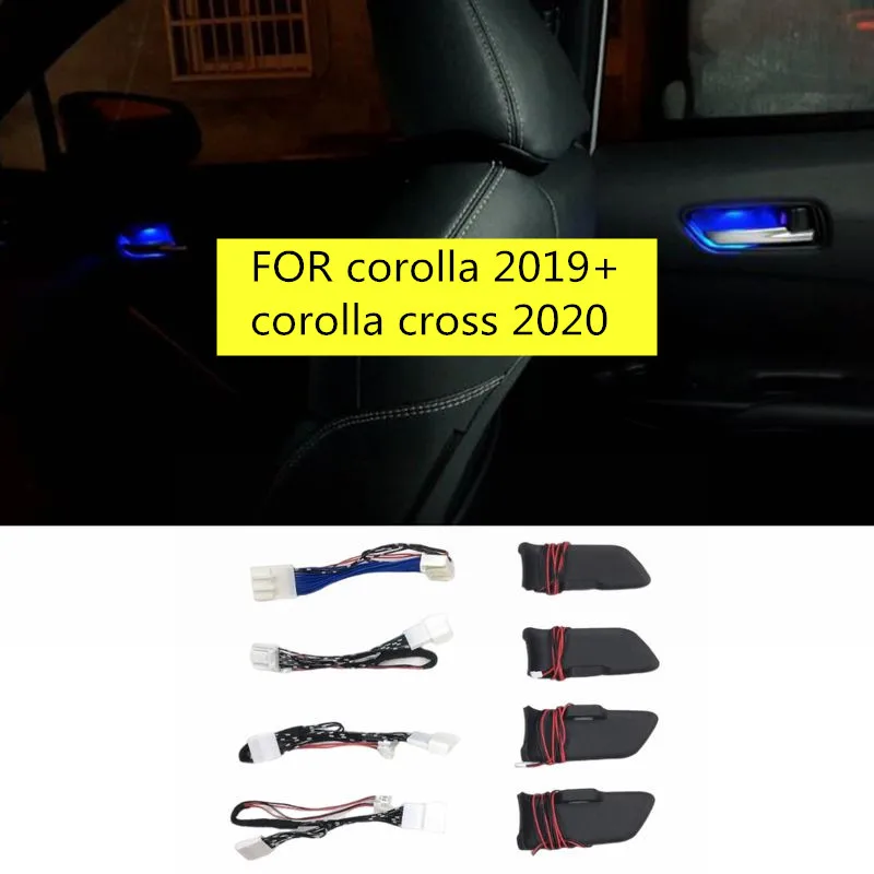 Car LED Door Bowl Armrest Atmosphere Light Interior Lights Decoration Door Bowl Handle Frame Light for Toyota Corolla Cross 2020