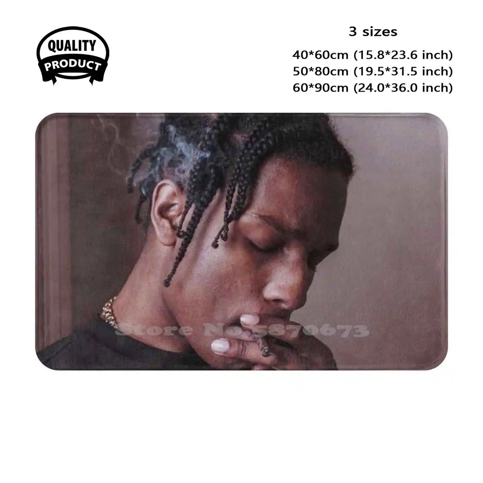 Black Rocky Soft Cushion Home Carpet Door Mat Car Rug Music Hiphop Drake Kanyewest Rapper Migos Rocky Tyler Mob