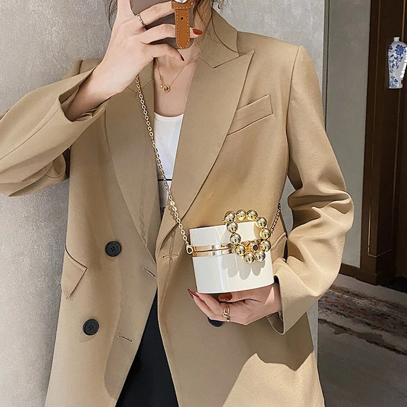 Alirattan 2024 New Women Cylindrical Chain Handbag Luxury Brand Design High Quality Fashion Trend Ladies Shoulder Messenger Bag