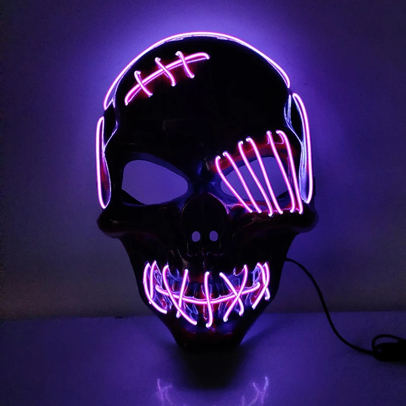 LED Halloween Cosplay Mask Single-Eye Pirate Pattern Horror Party Masquerade Supplies Skull Face Cover