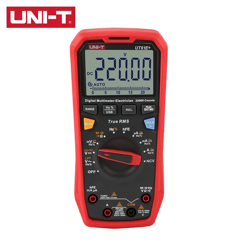 UNI-T 1000V True RMS Digital Multimeter UT61E+/UT61D+/UT61B+ Max/Min/Relative mode NCV LPF ACV USB communication