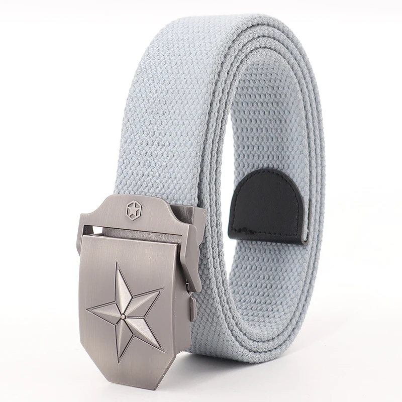 38mm Width Webbing Belts For Men Jeans Automatic Buckle Pentagram Canvas Belts Women Belt Waistband Plus Size 120 To 160cm