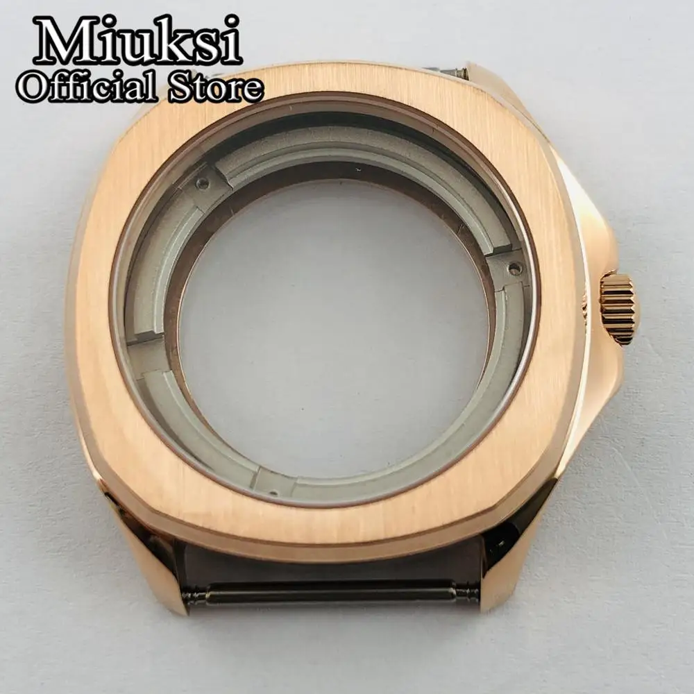 Miuksi 40mm rose gold watch case sapphire glass fit NH35 NH36 ETA2824 2836 Miyota8215 Mingzhu DG2813 3804 PT5000 movement