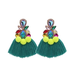 Aretes Big Tassel Earrings For Women Elegant Crystal Luxury Rhinestone Drop Dangle Earrings Wedding Earring Jewelry Accessories