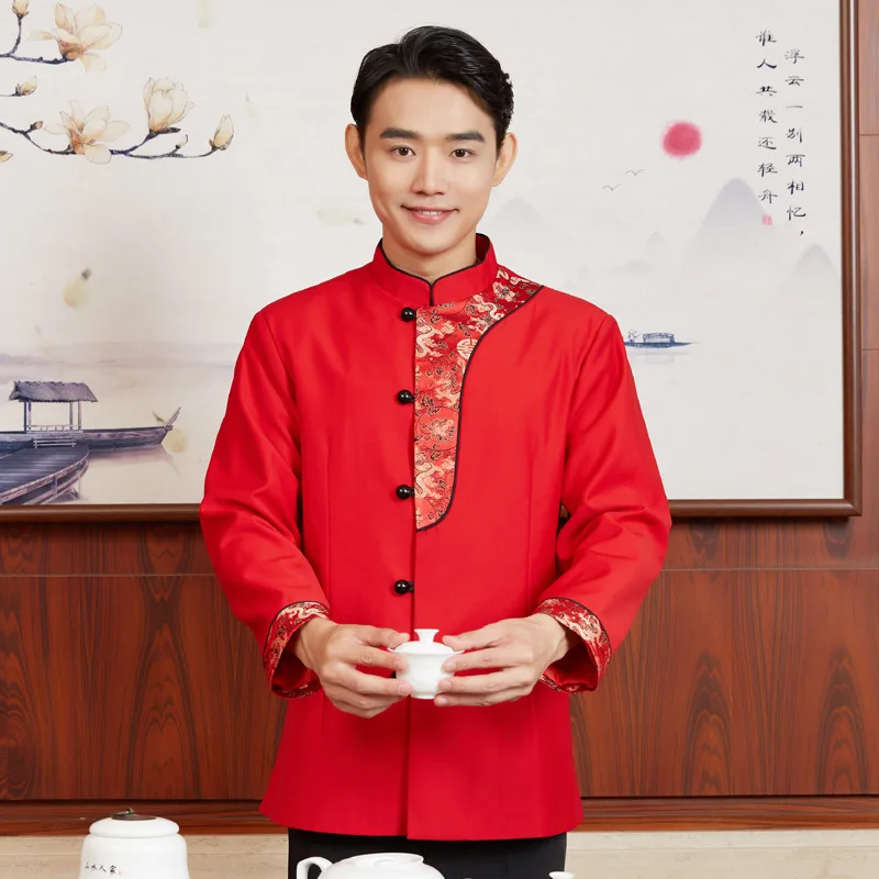 Hotel Work Overalls Long Sleeve Farmhouse Chinese Restaurant Waiter Uniform Woman Food Service Waitress Uniform Cafe Work Wear