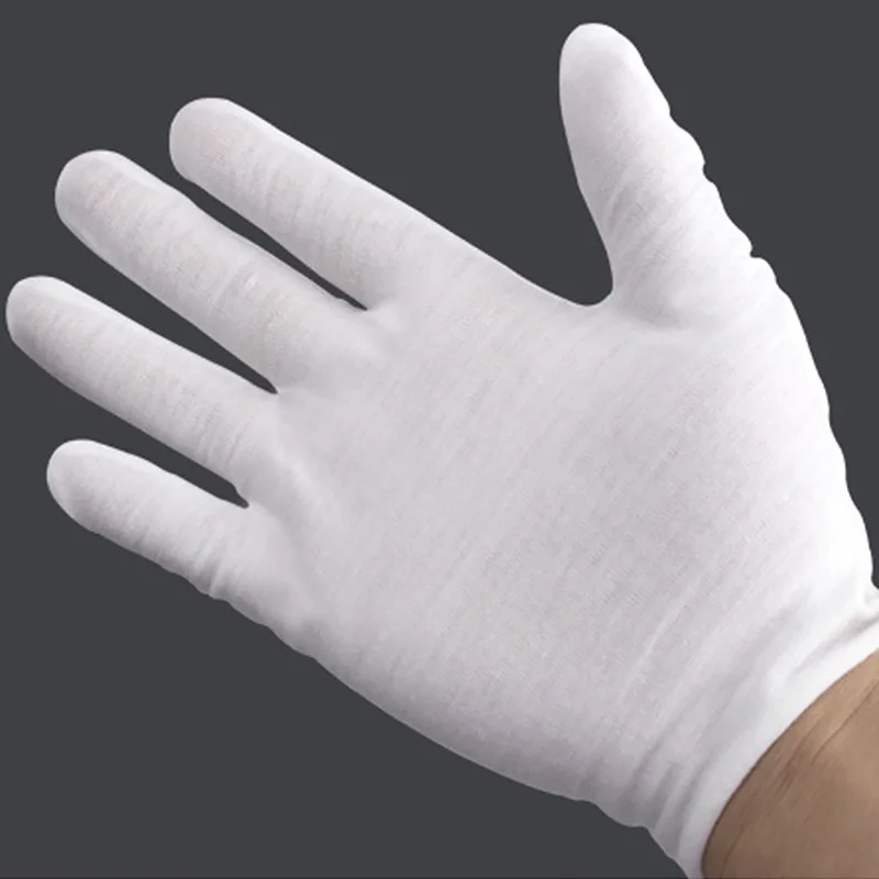 Gants en coton blancs classiques pour hommes et femmes, mitaines, gants de sueur, gants de serveurs, gants de chauffeurs, gants de bijoux, gants de travailleurs