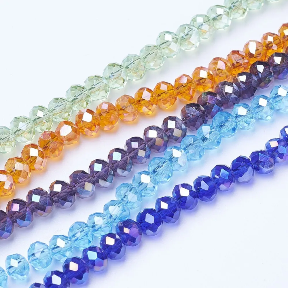 10 Strand Electroplate Faceted Glass Beads 4mm 6mm 8mm For for jewelry making DIY Bracelet Necklace Strands Decor Accessories