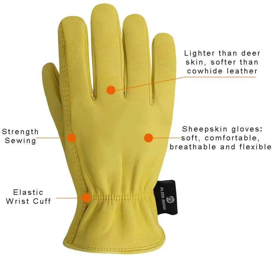 Leather Work Gloves Gardening Glove Mens Work Gloves Protective Gloves for Yardwork, Construction, Driving, Motorcycle