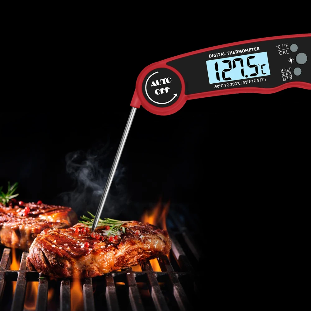 Waterproof Digital Oven Thermometers Folding Instant Read Thermometers For Food Meat BBQ Calibration Backlight Kitchen Tools