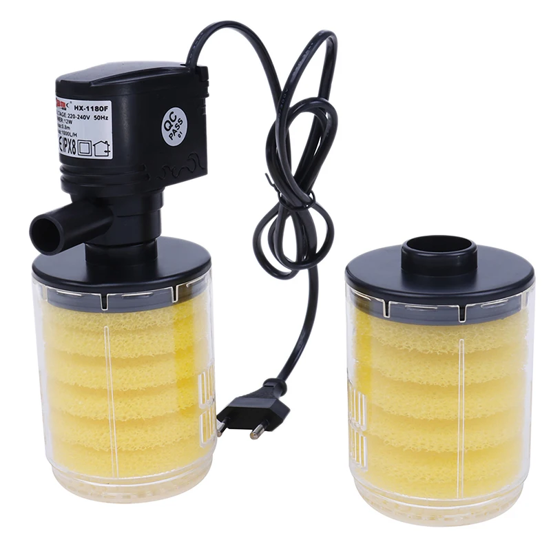 12W Mini Aquarium Internal Filter 1000L/H Submersible Water Pump Filter Oxygen Circulation Water Change For Turtle Fish Tank