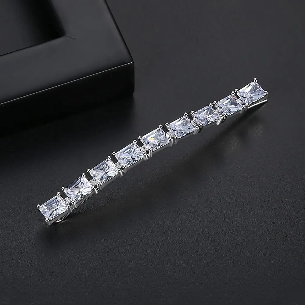 LUOTEEMI High Quality New Cubic Zirconia Hair Pins Fashion Stunning Sqaure Shape Temperament Accessories for Bridal Wedding Gift
