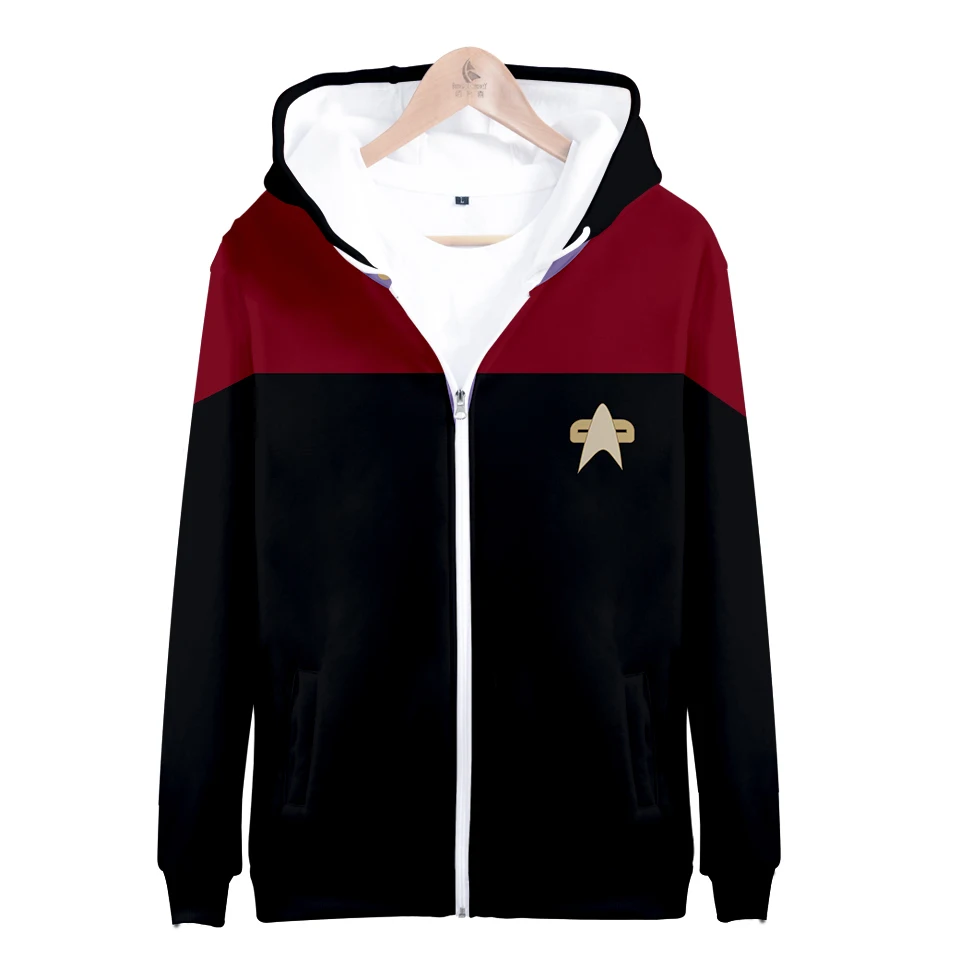 Gorący film Star trek bluzy 3D bluzy zamek z długim rękawem ubrania Star trek cosplay bluza z kapturem Plus rozmiar dla mężczyzn streetwear