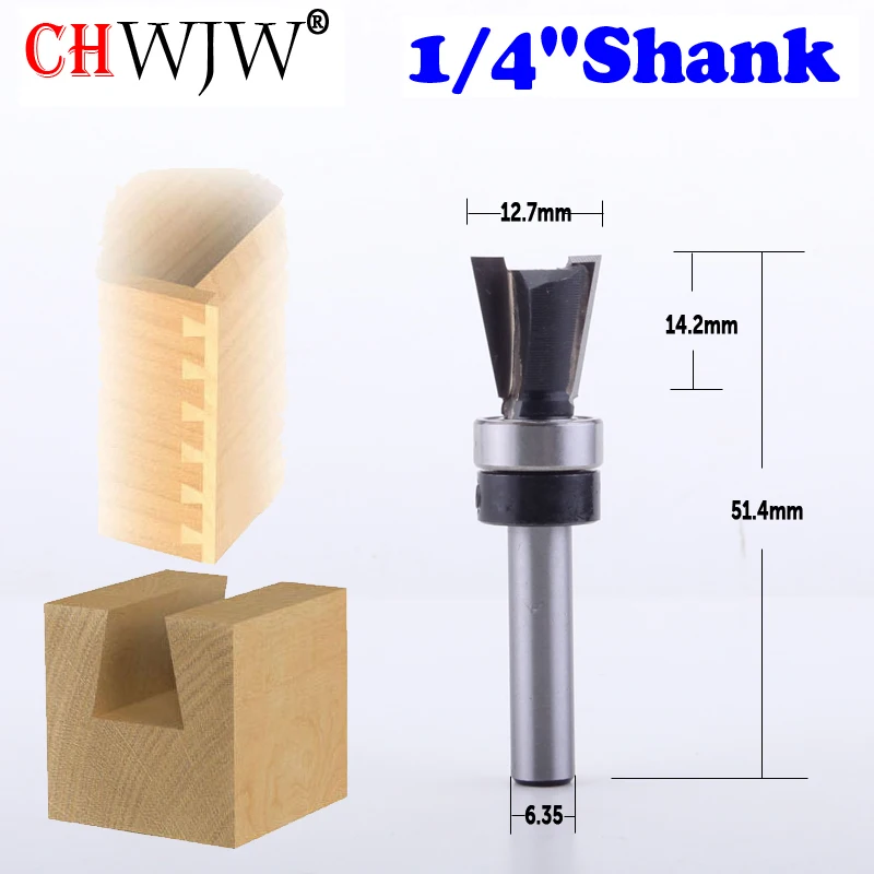 

1pc 14 Degree 1/2" Dovetail Router Bit - 1/4" Shank Woodworking cutter Tenon Cutter for Woodworking Tools