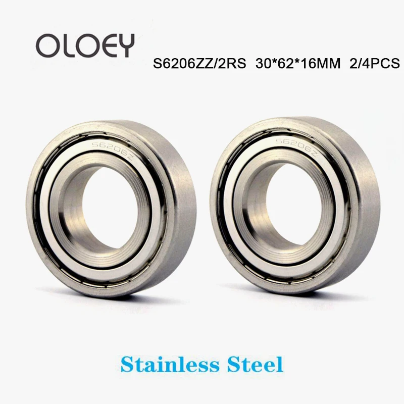 S6206ZZ 2RS Deep Ball Bearing 30*62*16 mm ( 2/4PCS ) ABEC-1 S6206 440C Stainless Steel S6206Z Ball Bearings With High Quality