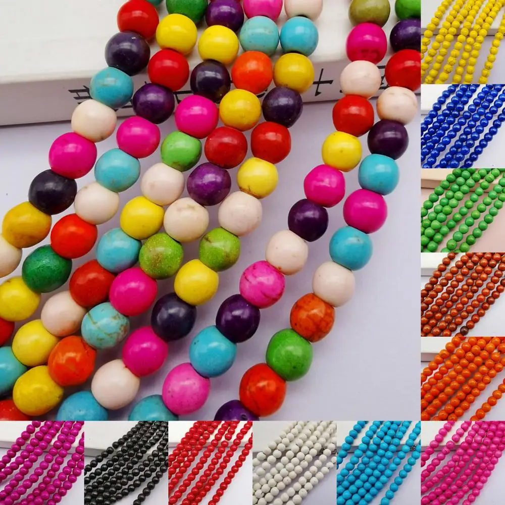 6MM Mix Color Turquoise Round Loose Beads Strand 16 Inch Jewelry Making C220-C332