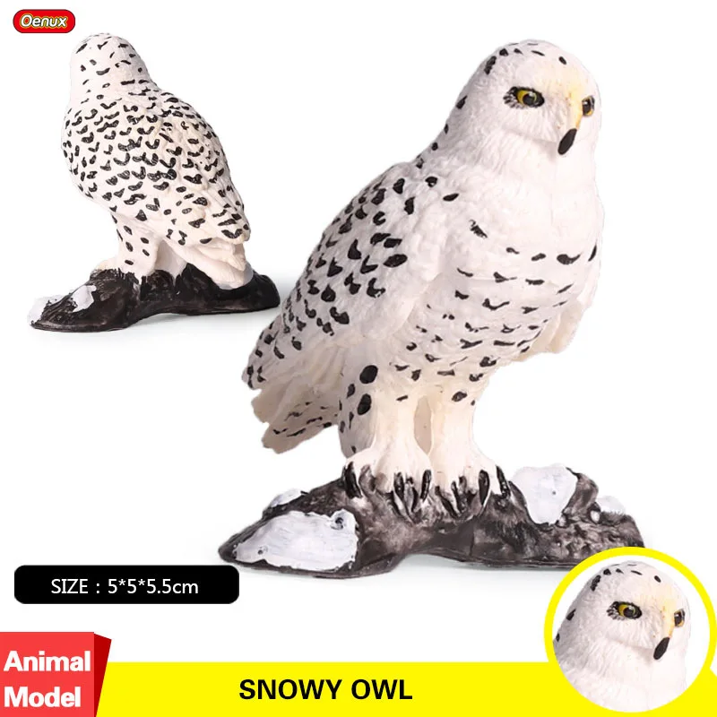 Oenux Lifelike Snowy Owl Bird Figurines Model PVC Bird Animals Action Figures Collection Toys For Kids Birthday Gift