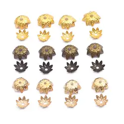 100pcs 8-10mm Lotus Flower Metal Beads Caps Loose Spacer Cone End Beads Cap For DIY Jewelry Making Necklace Accessories