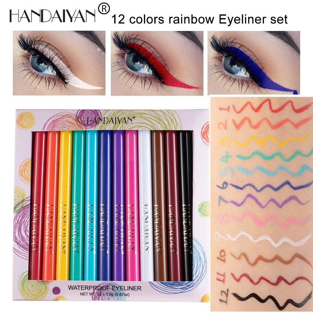 6/12/20 Colors Colorful Matte Eyeliner Set Makeup UV Glitter Eye Make Up Waterproof Eye Liner Pen Gel Cosmetics Eyeliners Kit