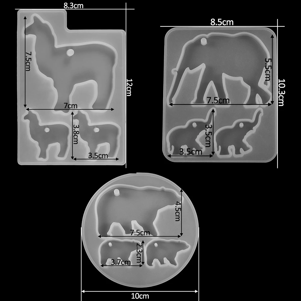 1pcs Animals UV Resin Silicone Mold Elephant Alpaca Polar Bear Key Chain Pendant Epoxy Resin Mould For DIY Jewelry Making Tools