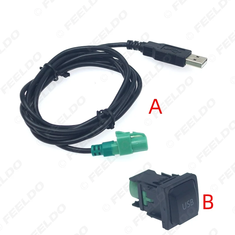 FEELDO Car Radio CD Player 145cm USB Audio Cable Adapter With Switch Button for Volkswagen USB Wire Cable #AM6221