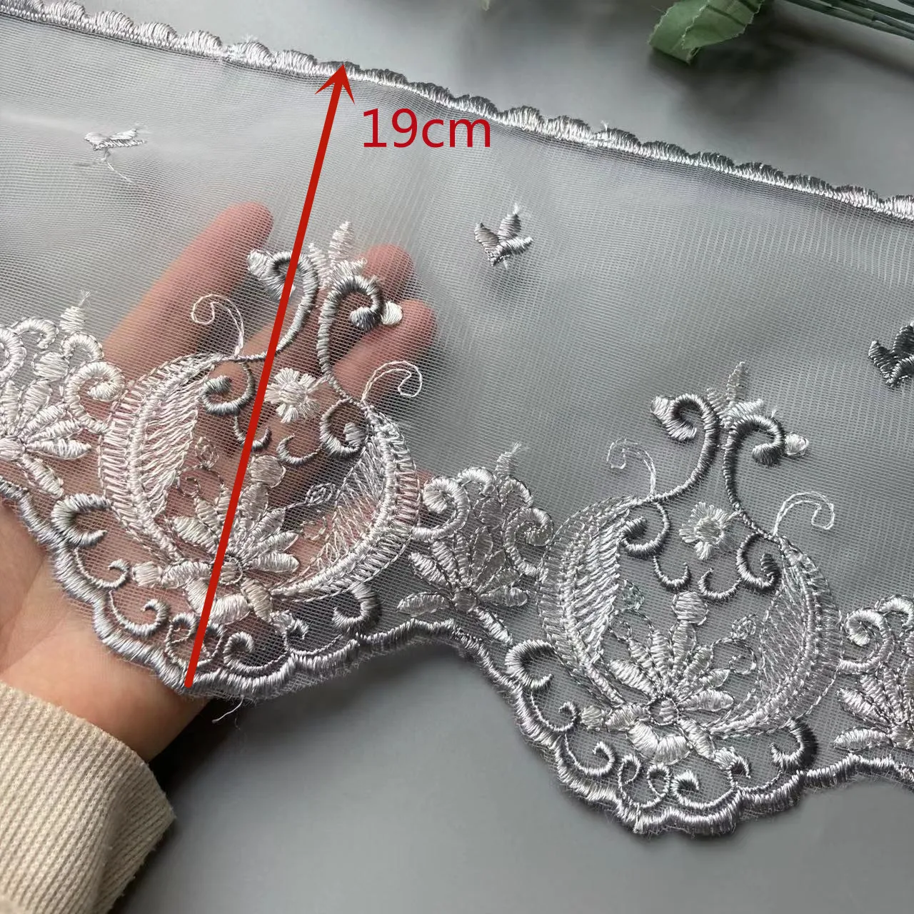 2 yards Gray182 cm Strip Lace Ribbon Trims Webbing Applique for Sofa Cover Curtain Home Textiles Trimmings Embroidered Fabric