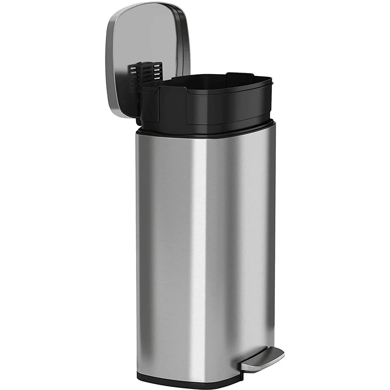 30L/50L Stainless Steel Step Trash Can , Pedal Garbage Bin for Kitchen, Office, Home - Silent and Gentle Open and Close