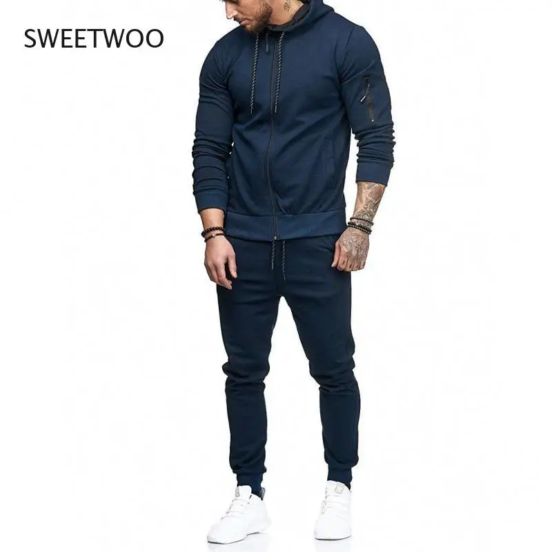 

Autumn Men's Track and Field Suit Set Hooded Hooded Sweater Jacket Casual Sportswear Jogging Wear 2 Piece Set