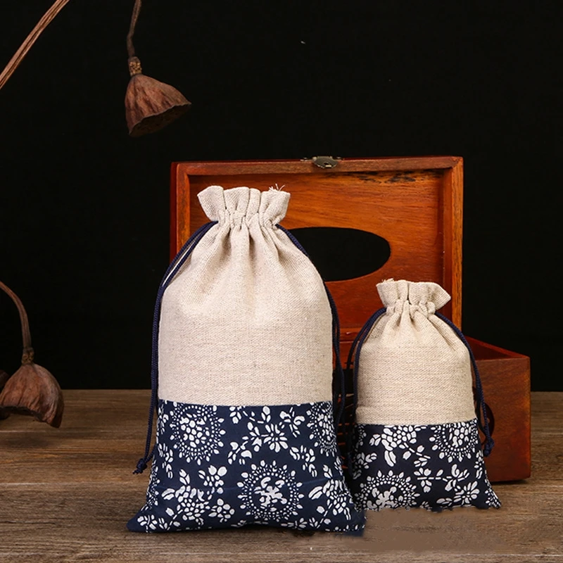 حار 5 قطعة/الوحدة أكياس قطنية جميلة 9.5X14 سنتيمتر/13X21 سنتيمتر زهرة تصميم مجوهرات تهمة عرض التعبئة الرباط هدية الحقائب أكياس صغيرة #4