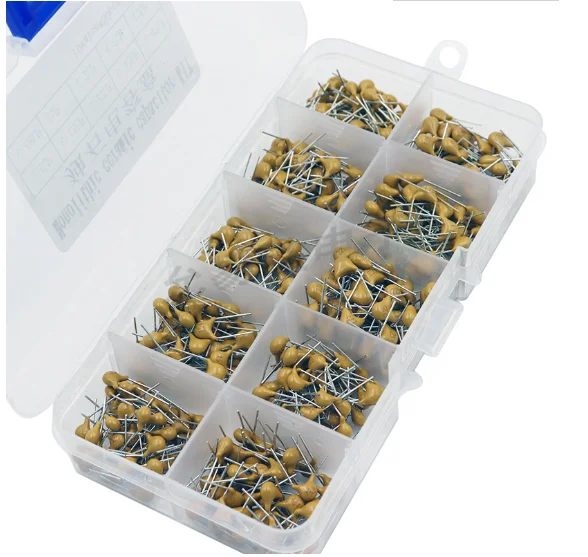 10Values*50pcs=500pcs MLCC 0.1uF-10uF(104~106) 50V Multilayer Ceramic Capacitors Assorted Kit Assortment Set with Storage Box