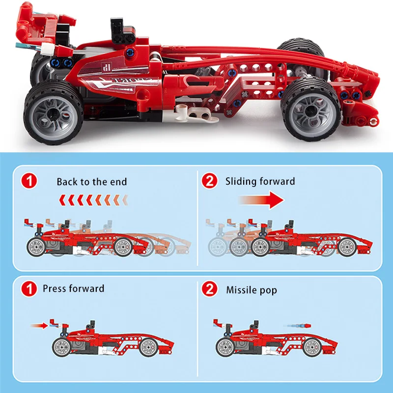 295Pcs Cada 2 in 1 City Supercar Motorcycle Speed Racing Pull Back Car Building Blocks Competition Series Toys for Kids Gifts