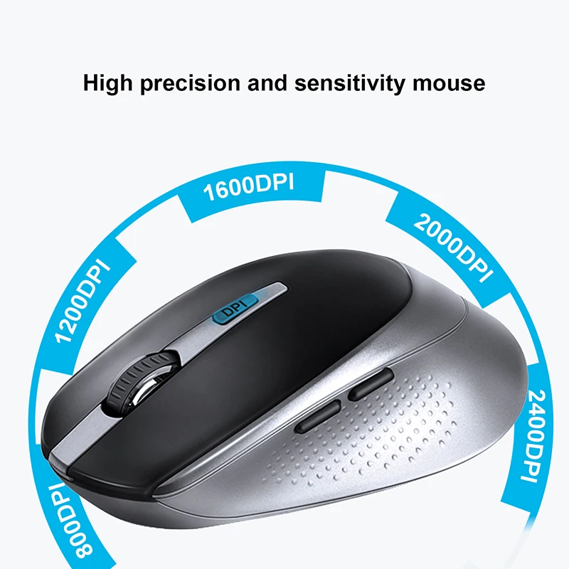 Wireless Mouse Ergonomic Computer Mouse USB Receiver 6 Buttons 2.4Ghz Wireless Mice 2400 DPI High Sensitivity for Game Office