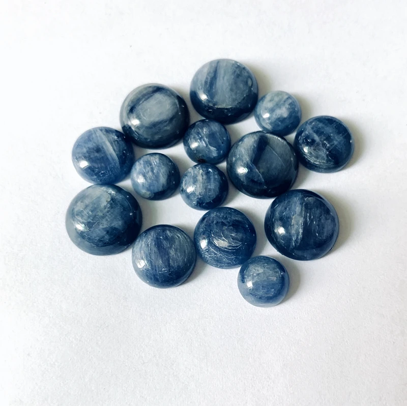 Wholesale 4pcs/lot Blue Kyanite Bead cabochon 8mm 10mm 12mm 14mm 16mm 20mm Round Gem stone Cabochon Ring Face