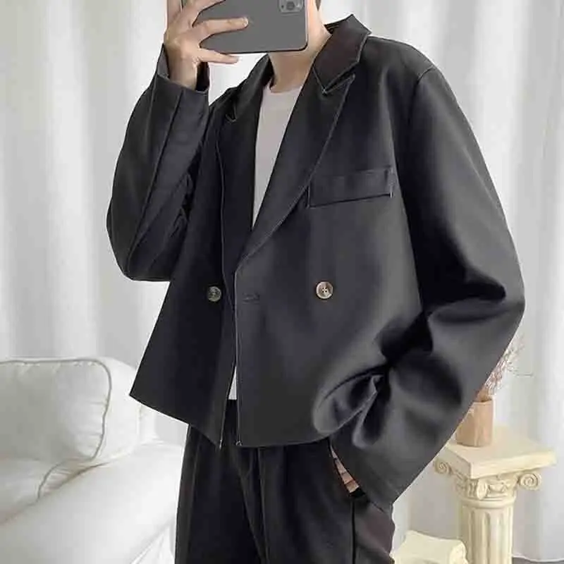 Autumn short casual solid color Blazer Korean version ins retro trend young singer fashion suit man