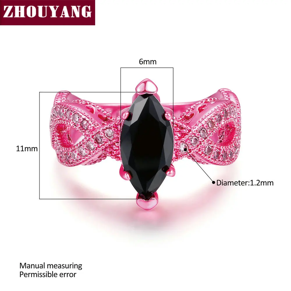 New Design Marquise-cut Cubic Zirconia PinkGold Color/ BlueGold Color Fashion Jewelry Ring For Women DD038 DD039 DD040