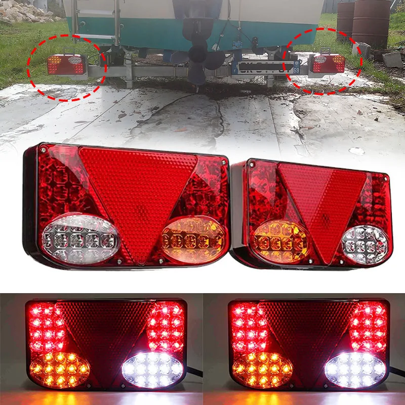 2X 12V LED Car Trailer Truck Tail Light Taillight Rear Light Stop Brake Lamps Turn Signal for Pick-ups Tippers chassis Van