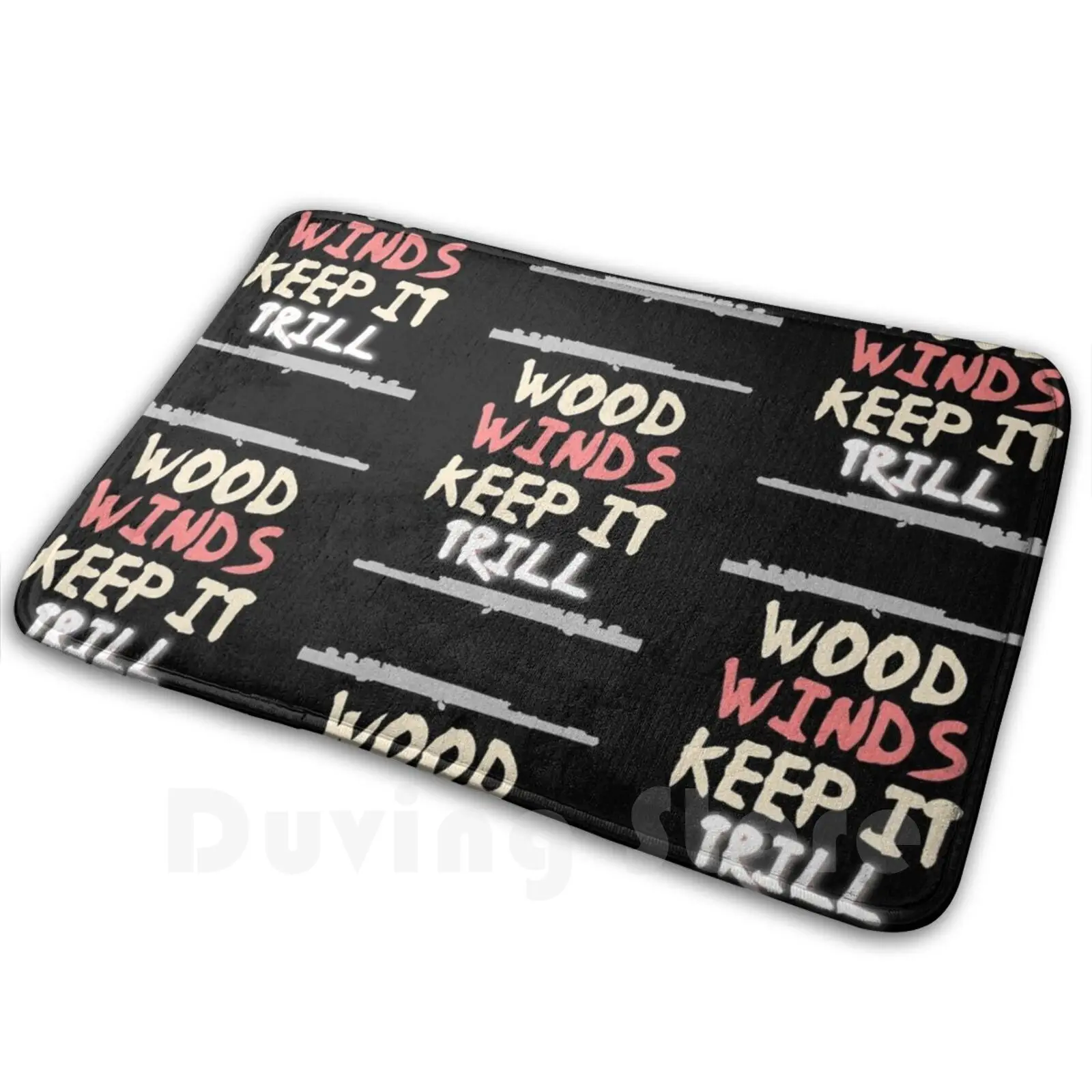 Wood Winds Keep It Trill Flute Instrument Gift Carpet Mat Rug Cushion Soft Non-Slip Flute Music Wind Instrument Orchestra