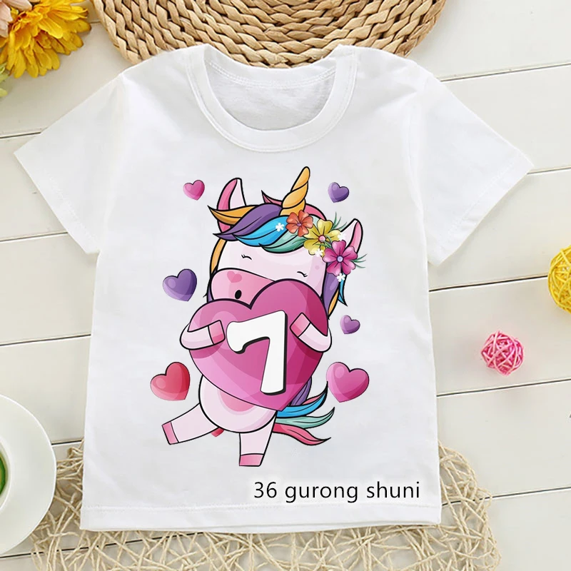 New Hot Sale Girl T-Shirt 4-15 Years Old Birthday Digital Printing Children'S Tshirt Fashion Baby Girl Tshirt Birthday Clothing