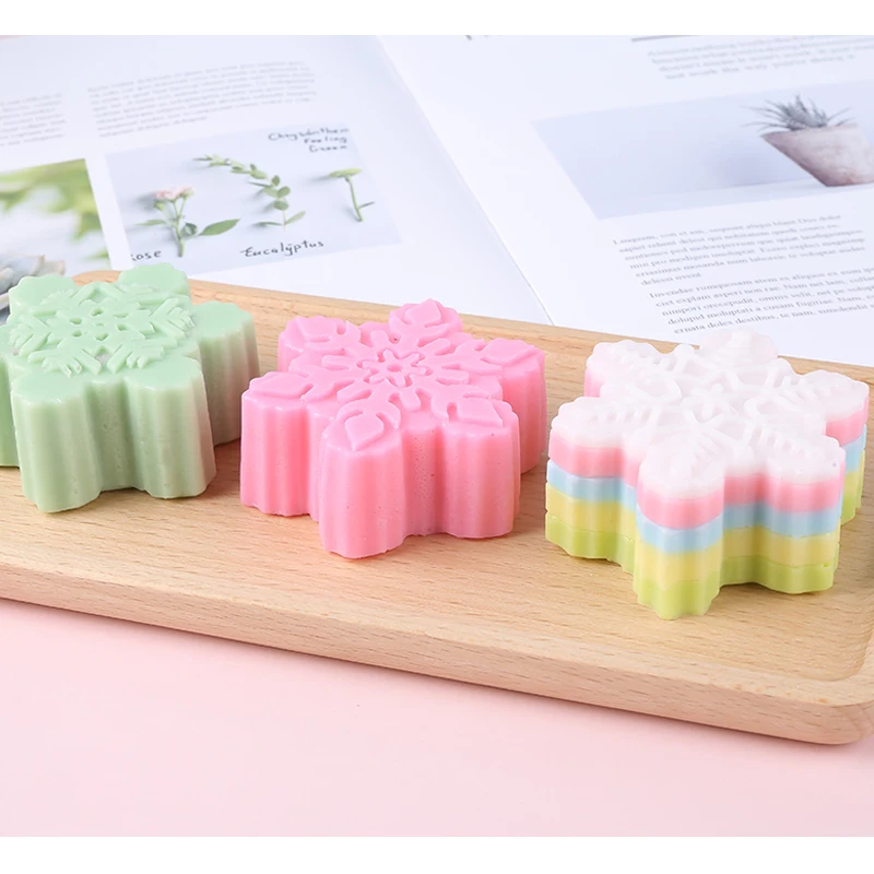 6 Cavity Snowflakeซิลิโคนแม่พิมพ์เค้กตกแต่งเครื่องมือแม่พิมพ์เค้กBakewareรูปแบบช็อกโกแลตแม่พิมพ์เทียนสบู่Mousse Pastryเครื่องมือ