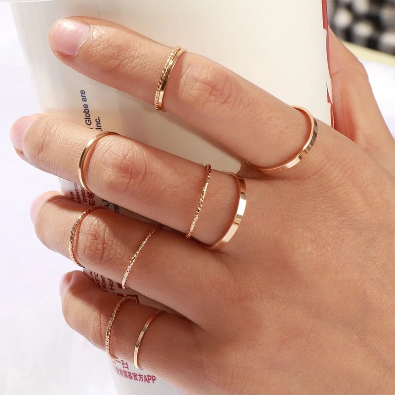 10 Pcs/Set 2020 Fashion Simple Design Vintage Gold Silver Color Joint Rings Sets for Women Jewelry Korean