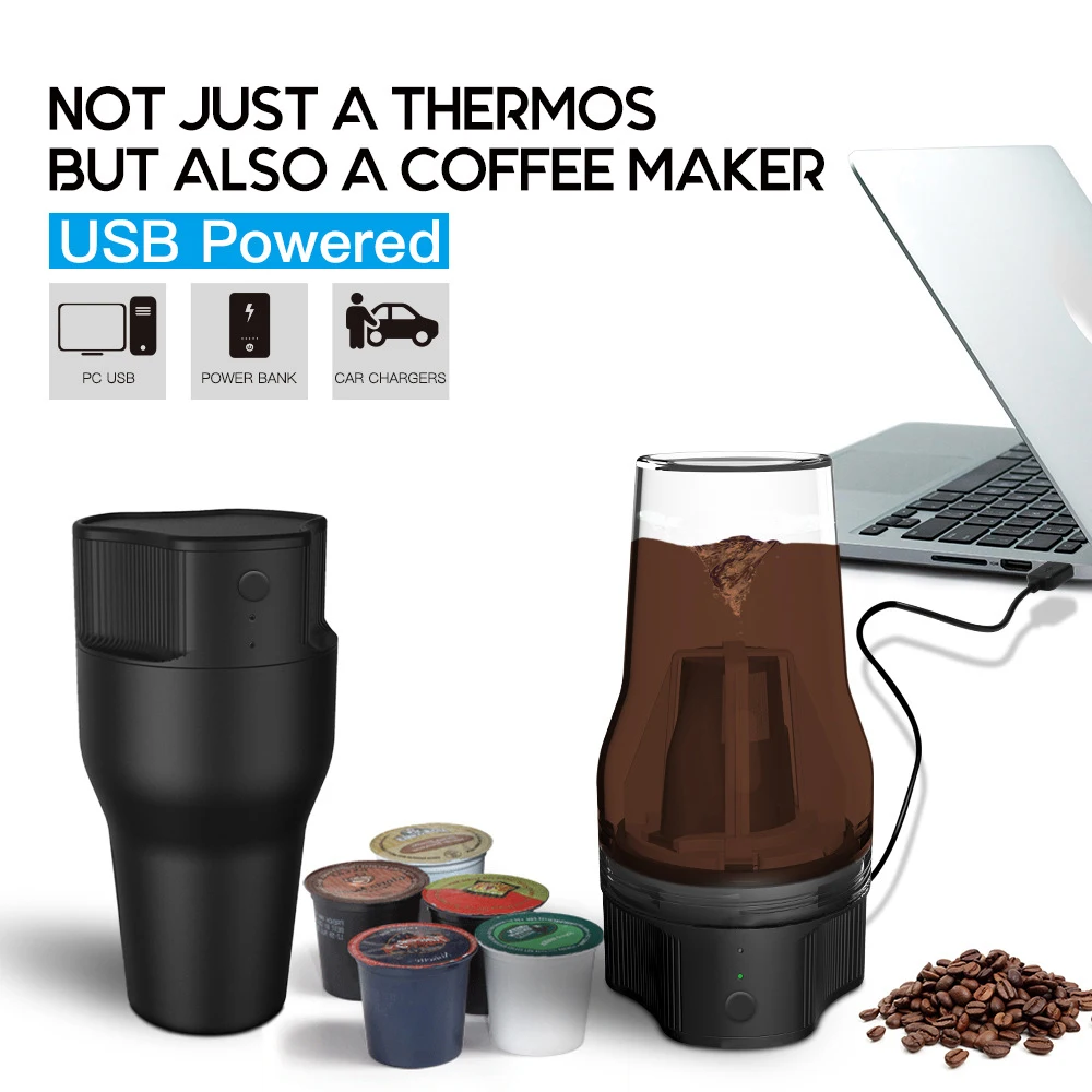 Mini Automatic Coffee Machine Travel USB Portable Reusable espresso Coffee Mugs Travel Kcup Filter Capsule Coffee Maker