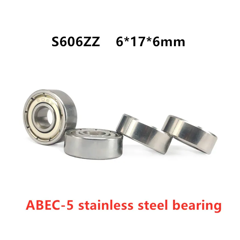 

50pcs stainless steel bearing ABEC-5 S606ZZ 6*17*6mm deep groove ball bearings S606Z S606 -2Z 6x17x6 mm