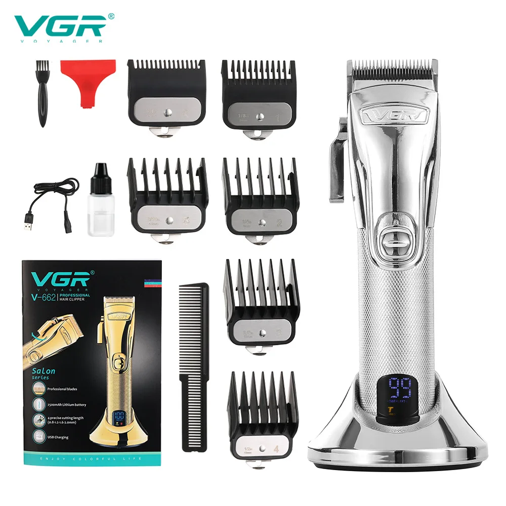 VGR Professional Hair Clipper Personal Care Barber Hair Trimmer For Men Shaver LCD Rechargeable Electric Clippers Hair Salon