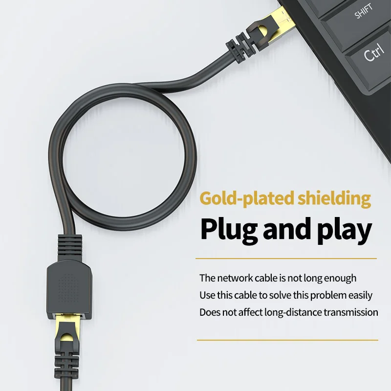 RJ45 CAT6 Extension Cable Adapter Gigabit Ethernet Network Patch Cords Male to Female Compatible with CAT 6 5E 5