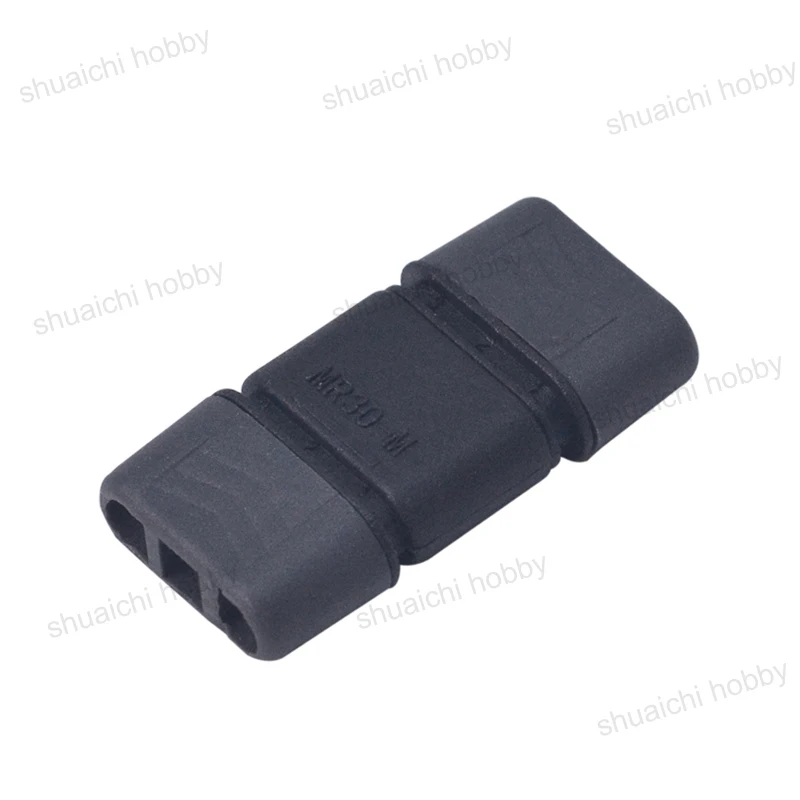 10PCS Aircraft Model Amass MR30 Black Three-core Connector Nickel-plated Male Female Plug Sheathed for RC UAV/FPV/Boat Battery