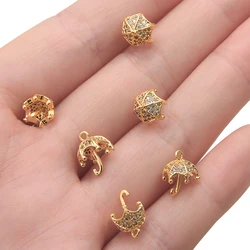 1pc12x8mmClearance Adorable Umbrella Pendant Necklace Copper Color Long Chain Colorful Yellow Crystal Neckalce For Women Jewelry