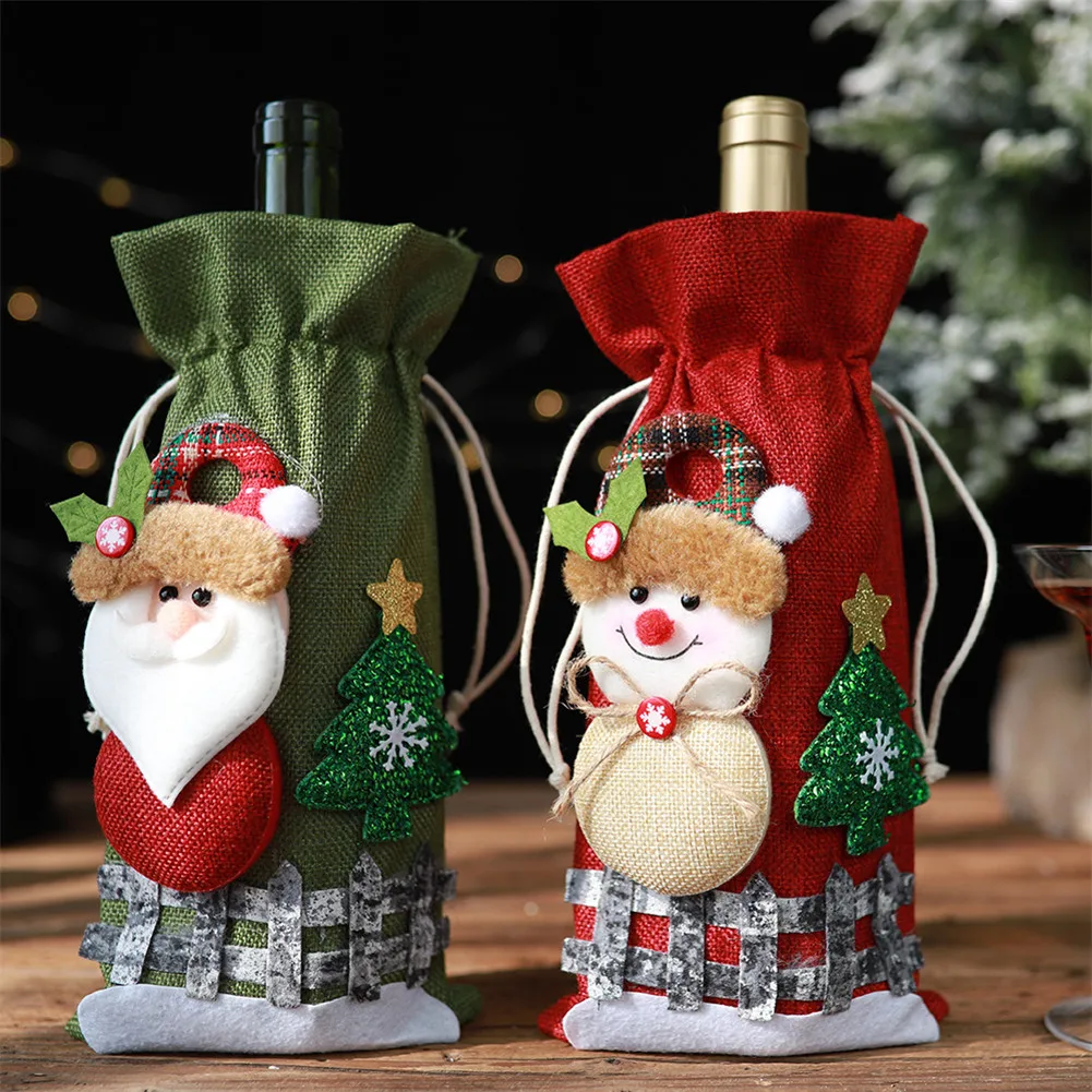 2019 Christmas Decoration For Home Table Sequins Wine Bag Holder Red Wine Champagne Bottle Cover Case Christmas Gift Bags Xmas