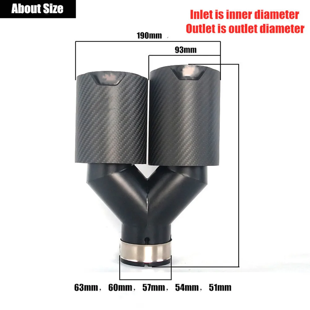 1PCS  TOP quality Car Carbon Fiber Exhaust TWIN End Tips for BMW inlet 60mm 63mm oulet 93 M performance Dual Pipes