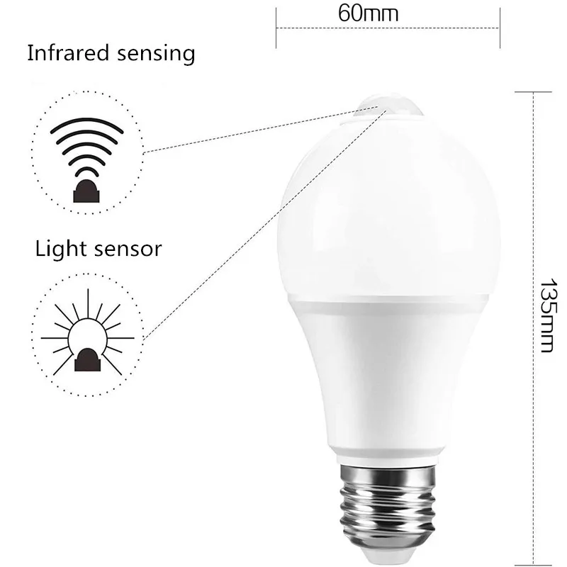 E27 Smart LED Bulb/Light 220V 110V PIR Motion Sensor LED Lamp Body Induction Auto On/Off Day Night Light Home LED E27 Bulbs