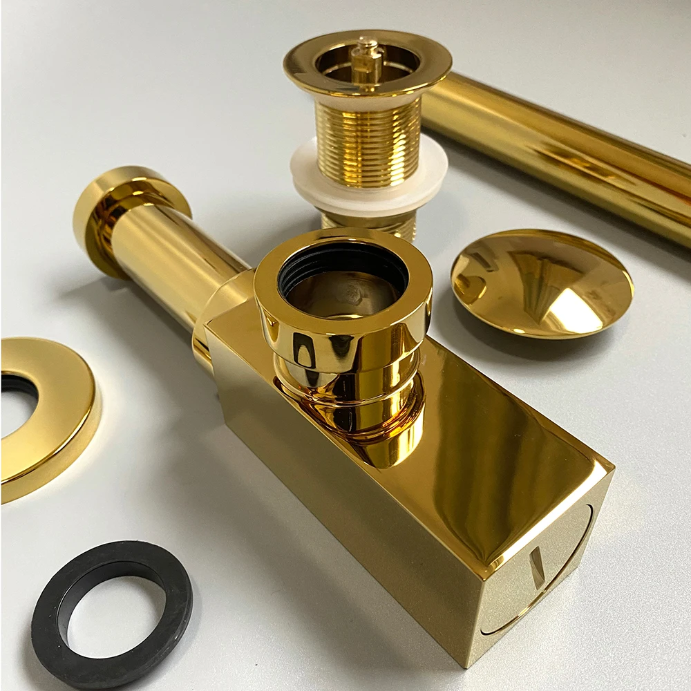 Basin Bottle Trap Drain With Sink Pop Up Siphon For Bathroom Euro Mordern Fixture Golden Black P-trap Hose For Home Renovation