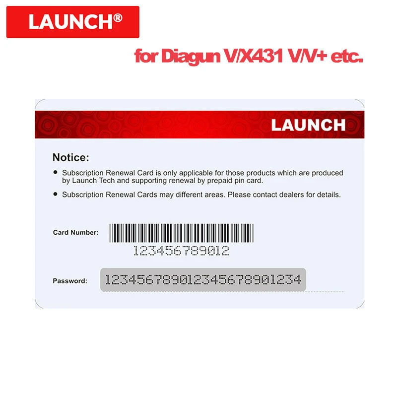 LAUNCH Pin Card 1 Year Renewal Update Subscription for LAUNCH CRP919E CRP919X Serials